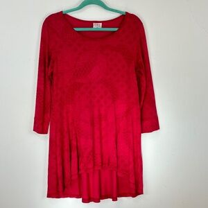 C.M.C. Color Me Cotton Women's Pink Paisley Hi/Lo Tunic Top M Boho Art to Wear